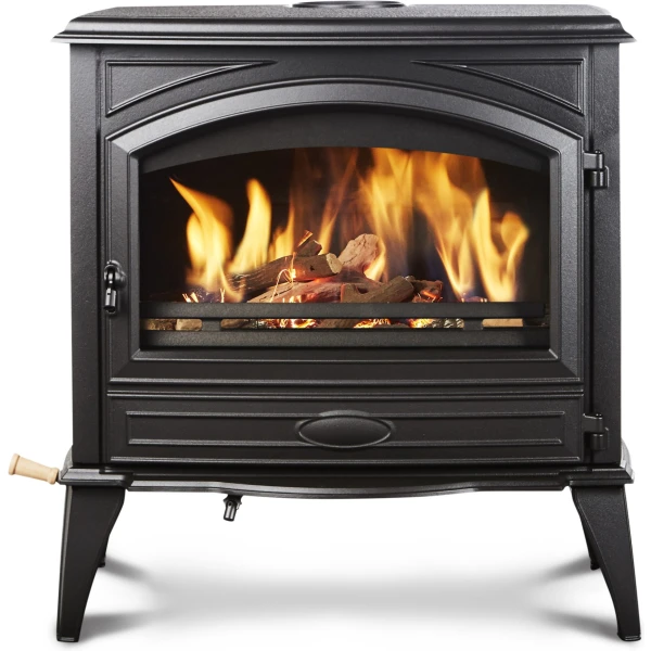 Lynwood W76 Wood Burning Stove with Cast Iron Door, Black Colour Finish