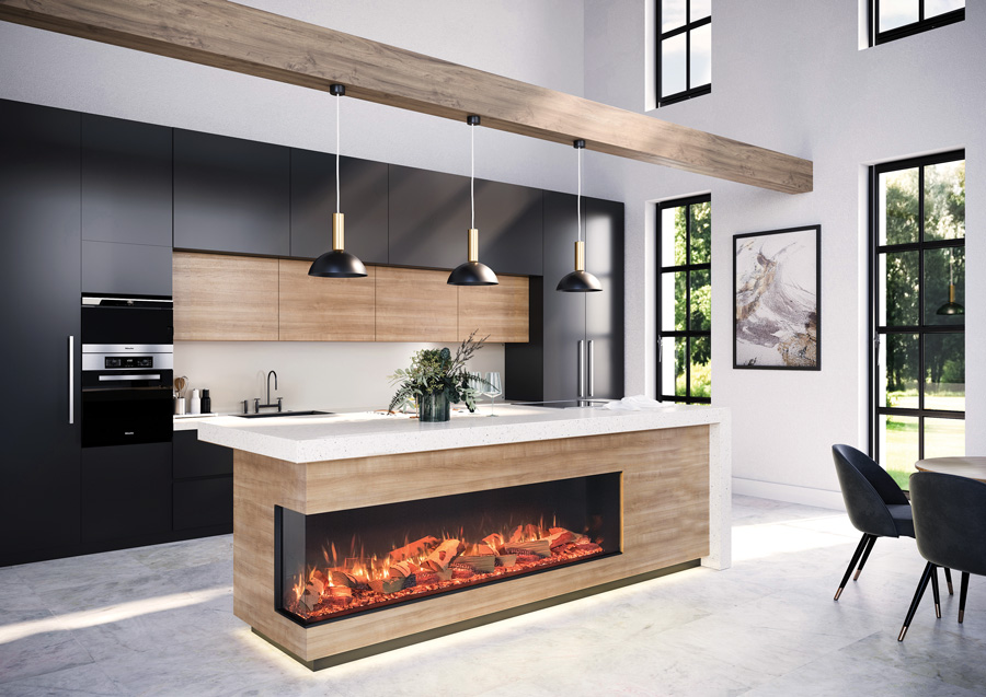 Onyx 75″ Built-in 3 Sided Fireplace